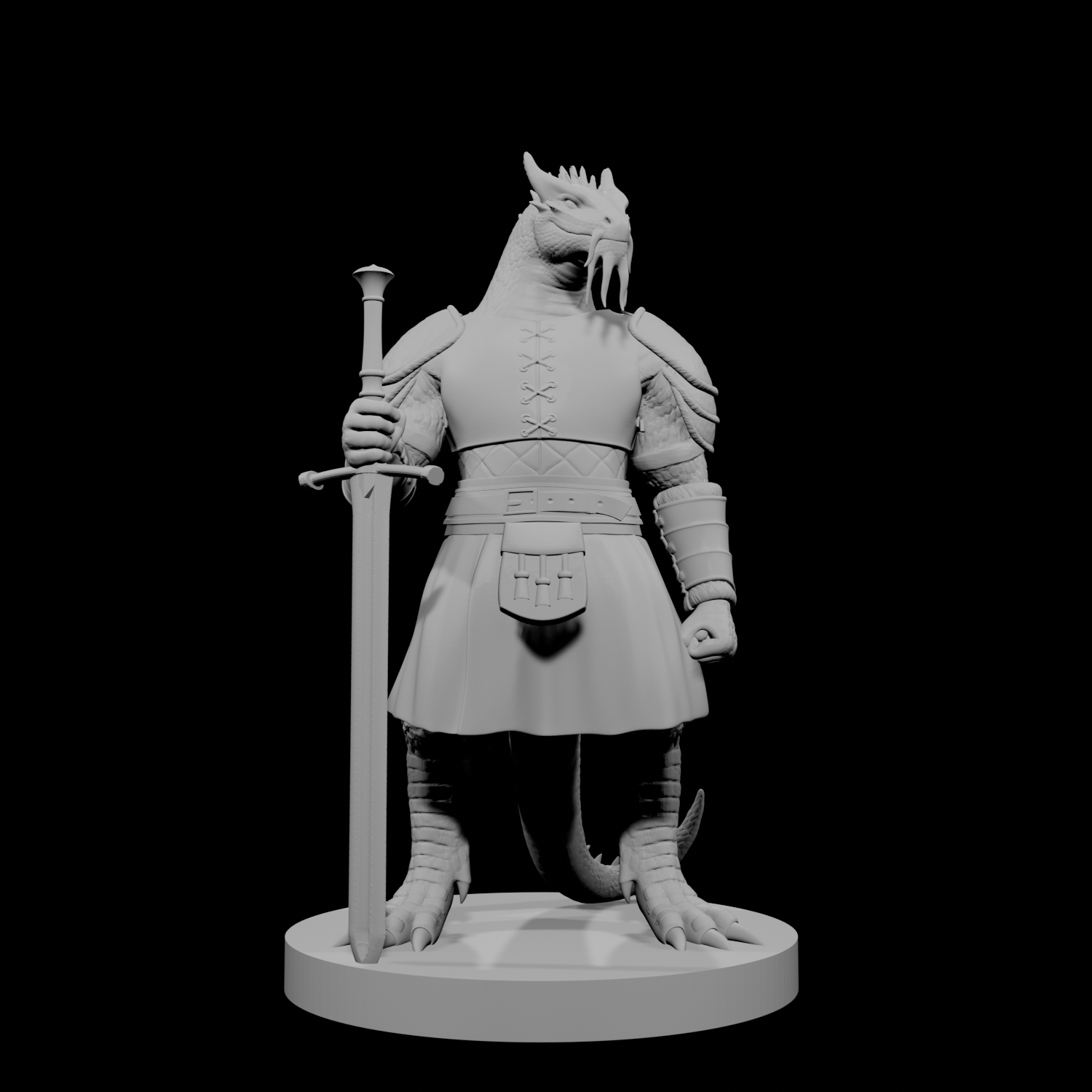 Guerrier draconien avec espadon et kilt