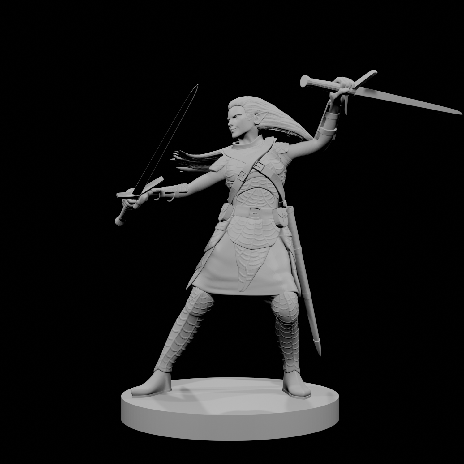 Lamechantresse drow avec épées longues