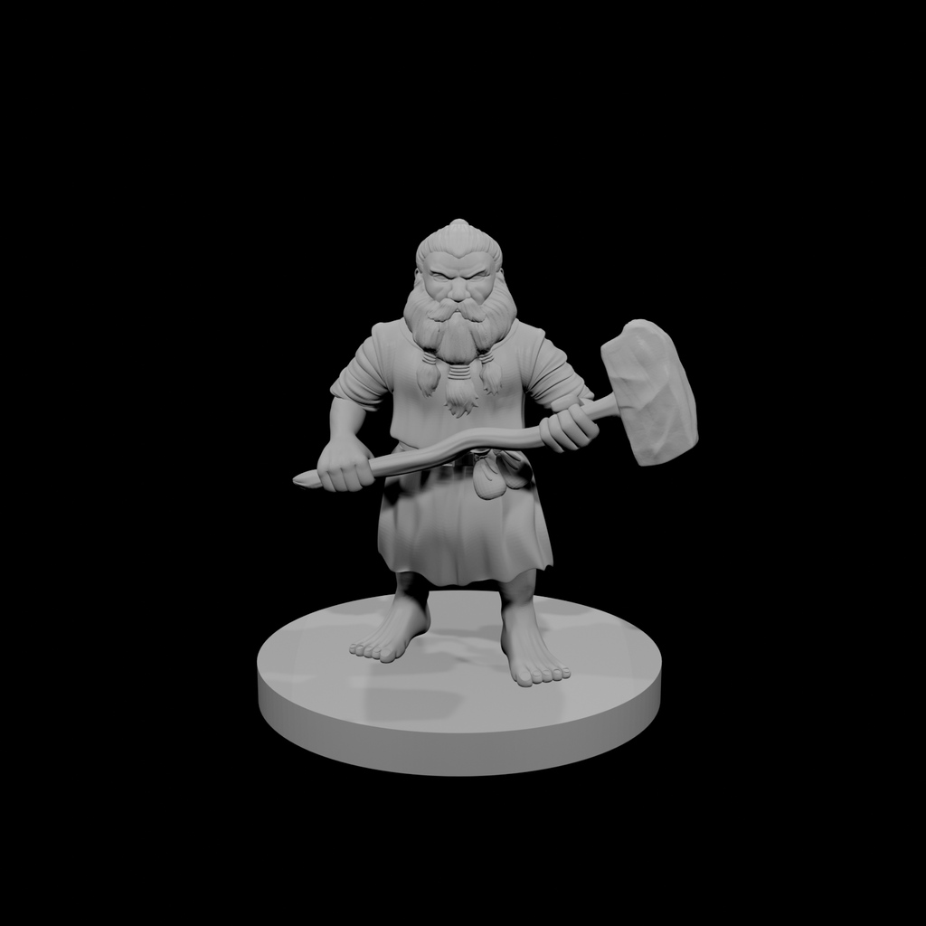 Druide Nain Mâle avec Marteau de Guerre