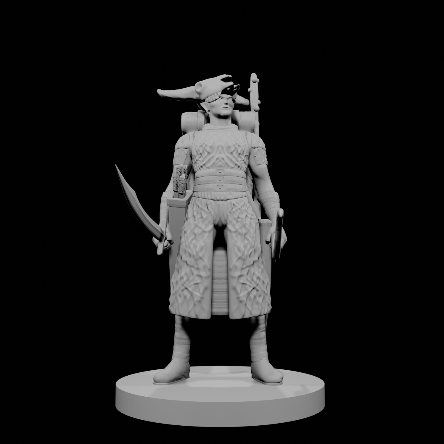 Druide elfe mâle avec casque à tête de mort