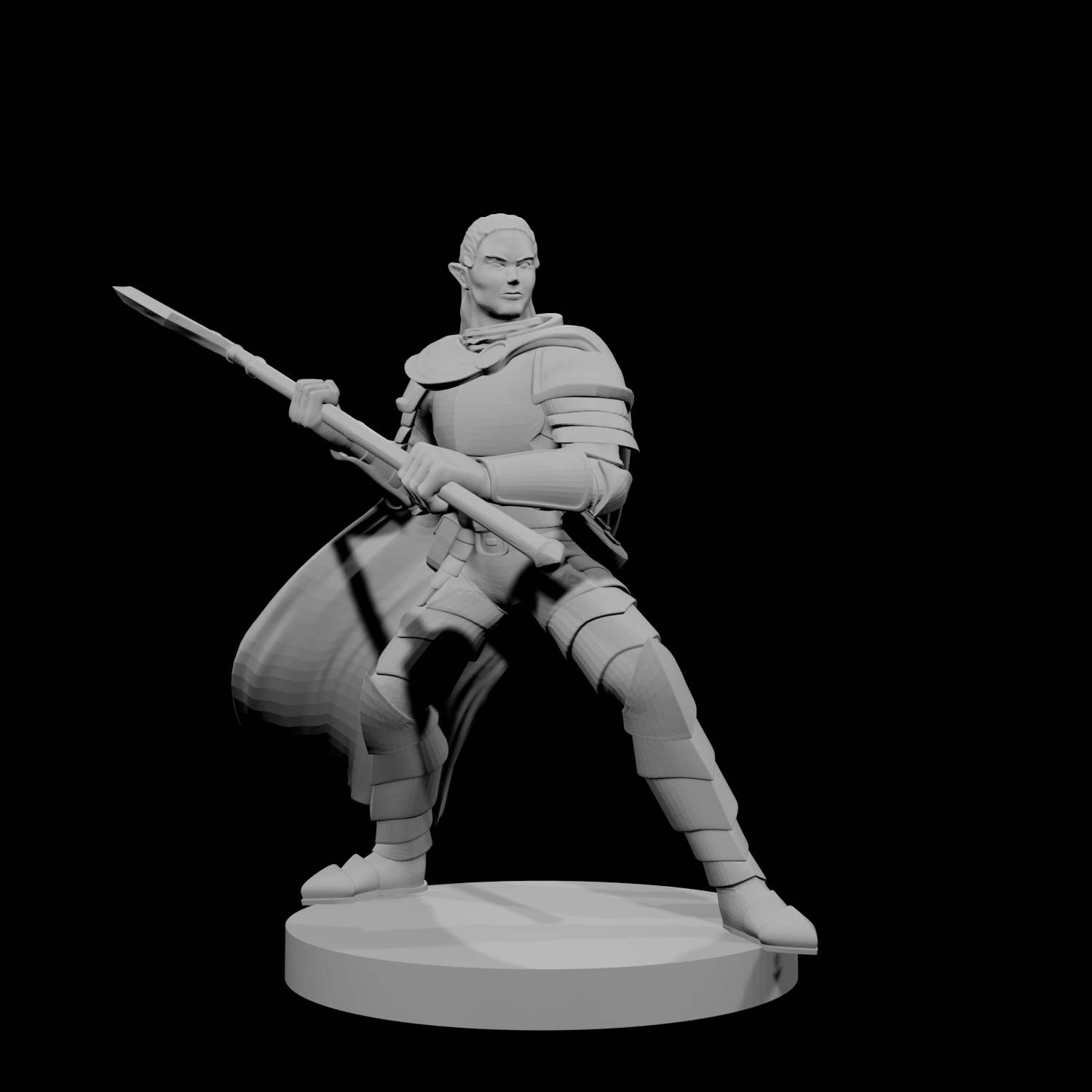 Elf Male Paladin 2 with Halberd