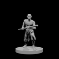 Elven Monk Running with Quarterstaff