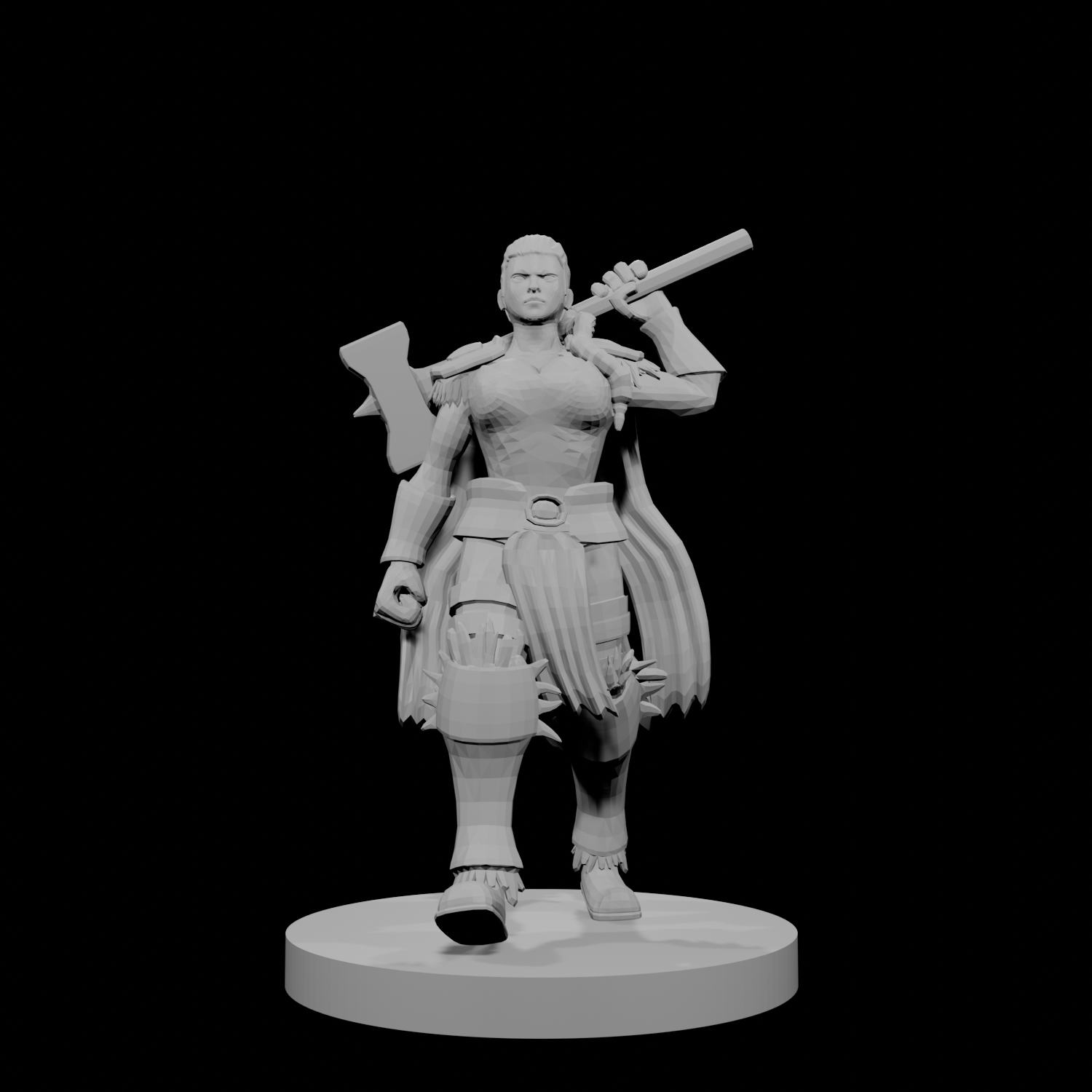 Female Human Barbarian with Hammer