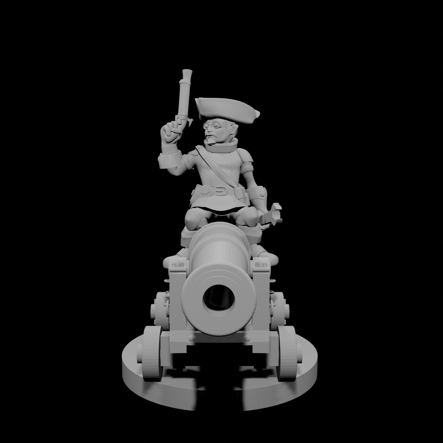 Gnome Male Artillerist Artificer on a cannon