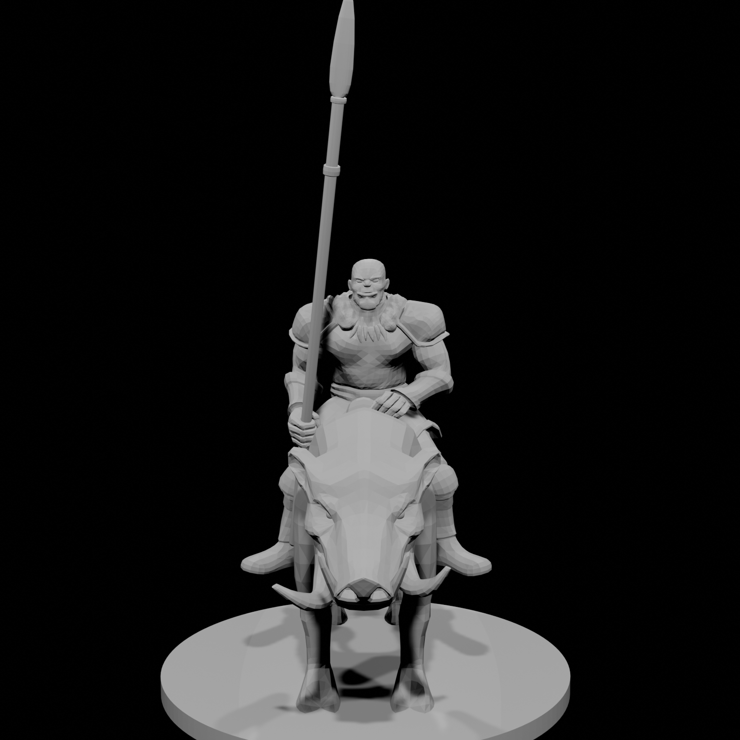 Half Orc Barbarian riding Boar