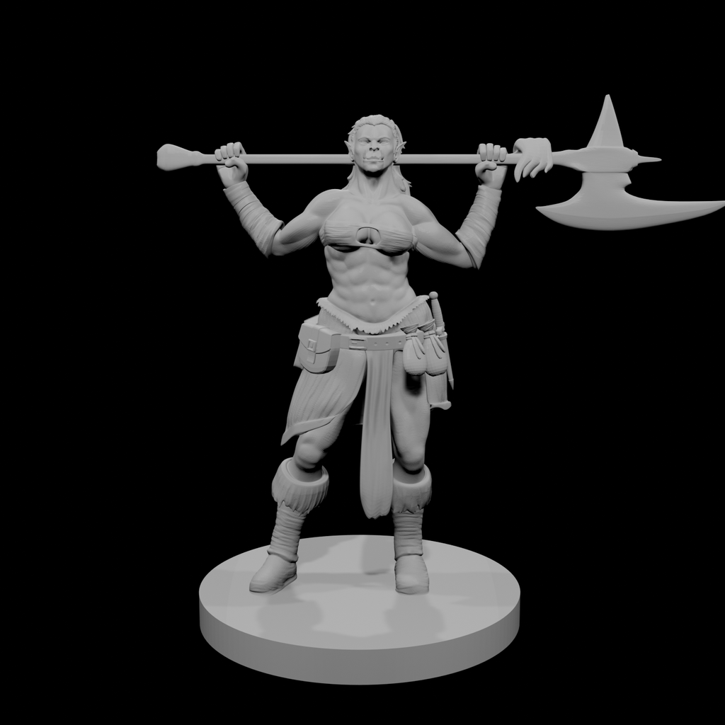 Half Orc Female Barbarian