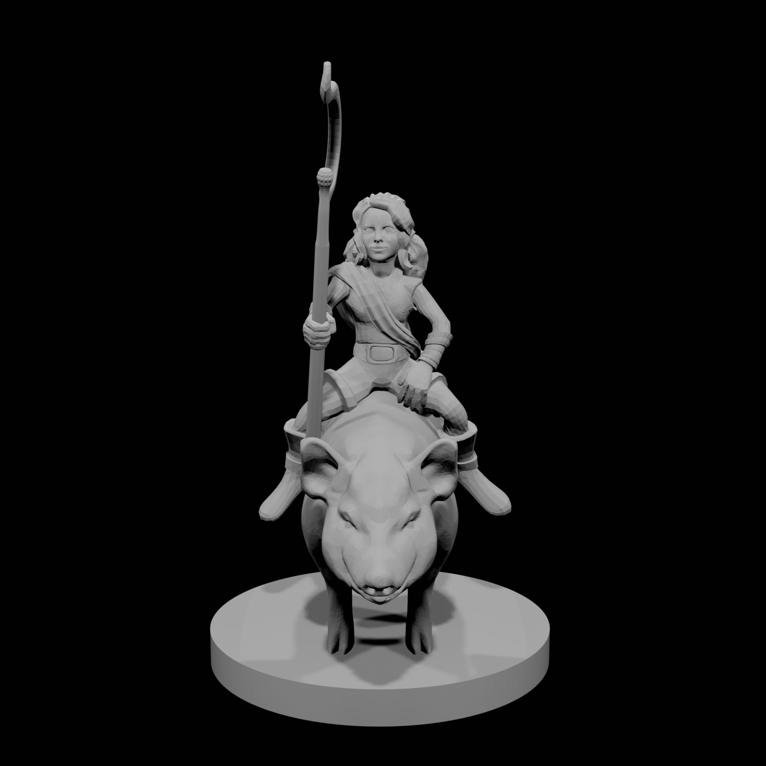Halfling Female Druid riding a Pig