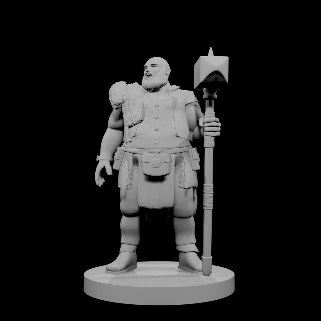 Happy Human Barbarian with Maul