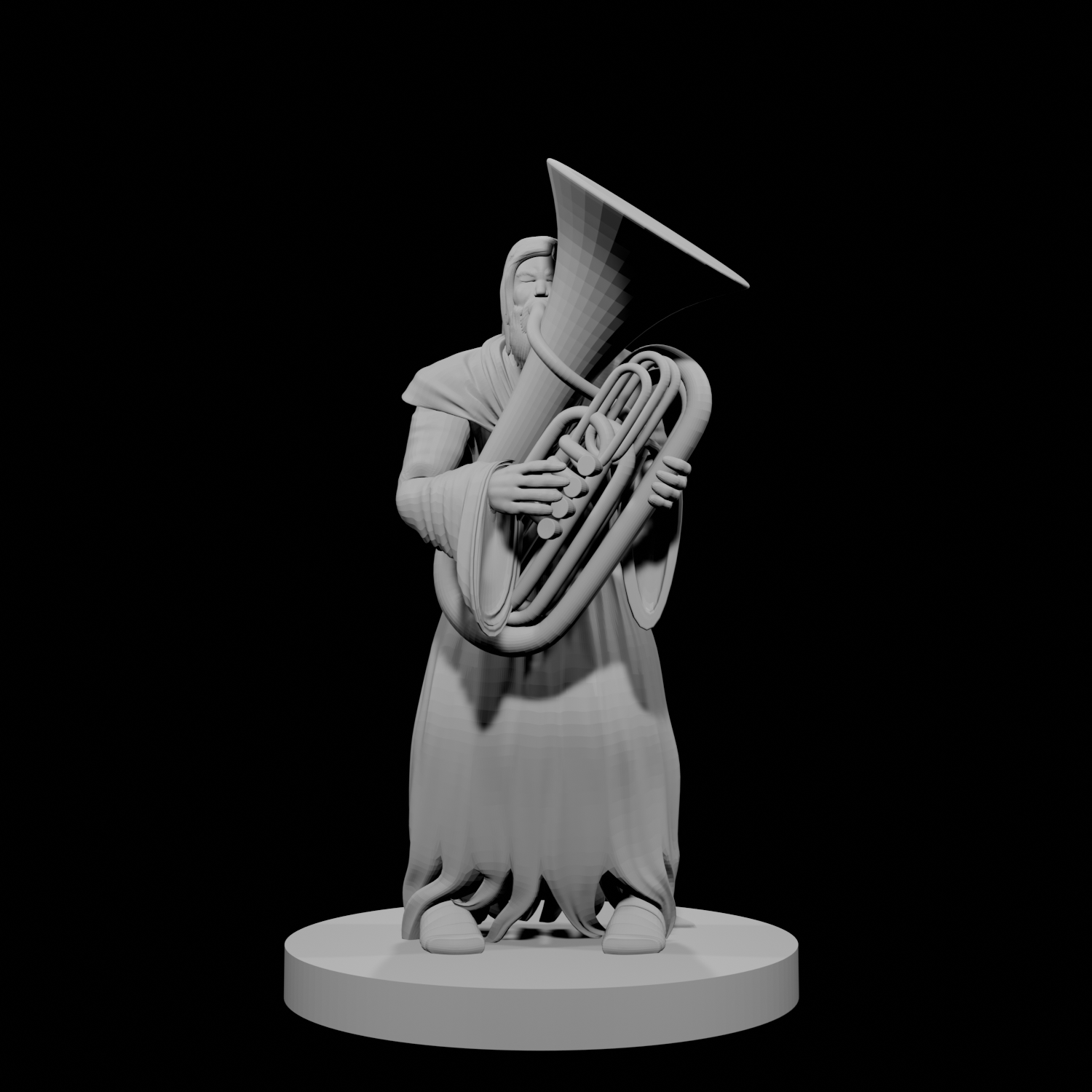 Homeless Human Male Bard with Tuba