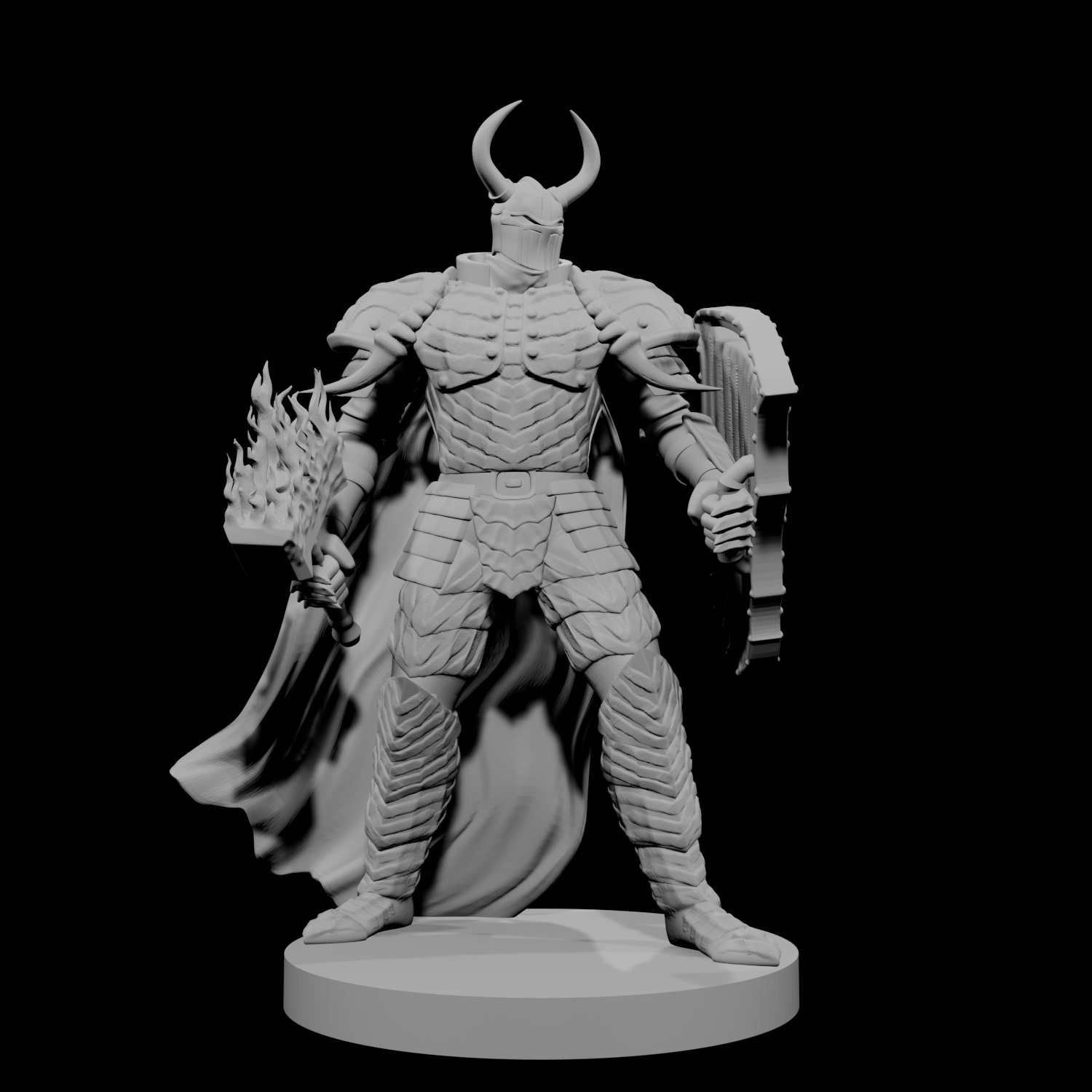 Human Male Fallen Paladin Warhammer and Shield