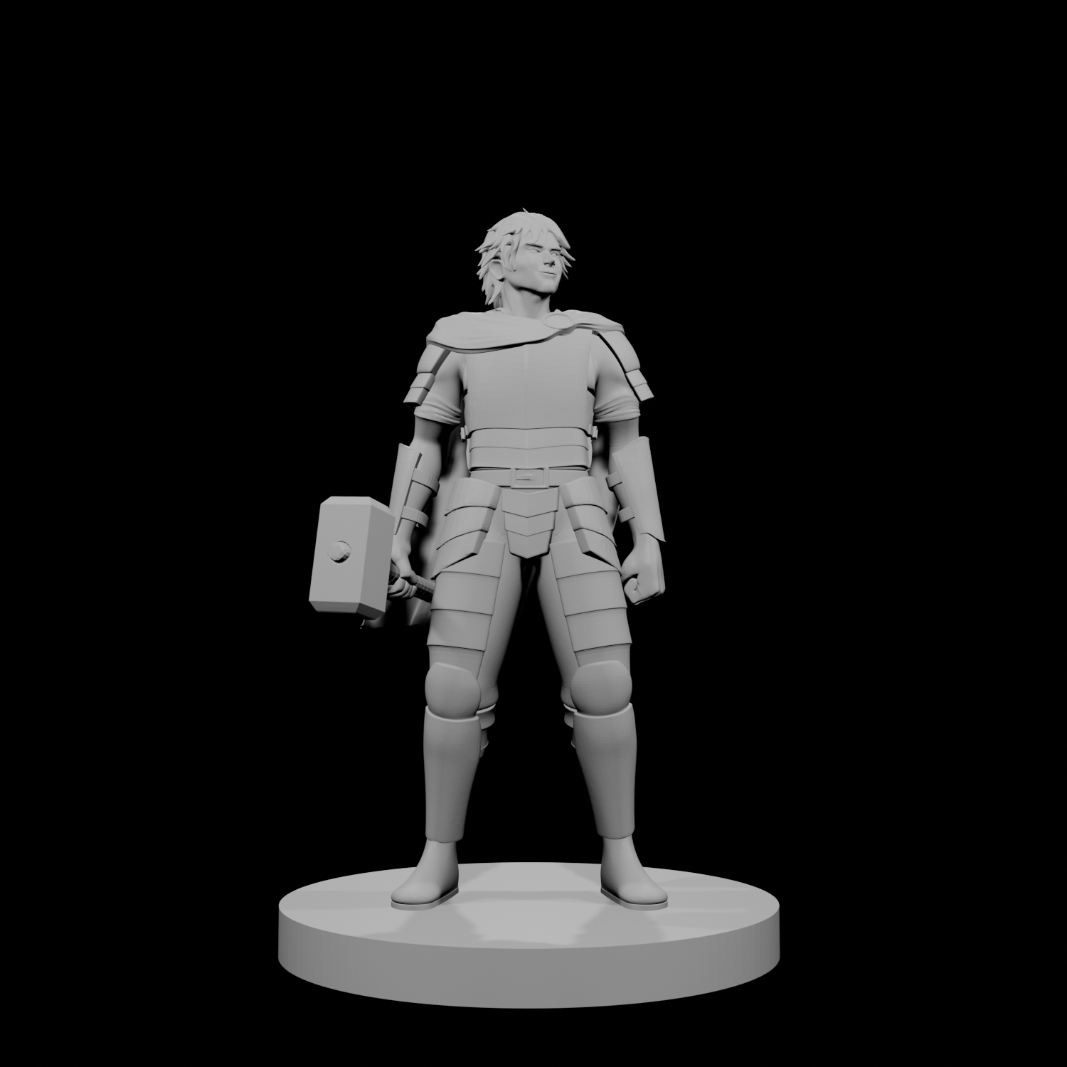 Human Male Fighter Heavy Armor & Warhammer