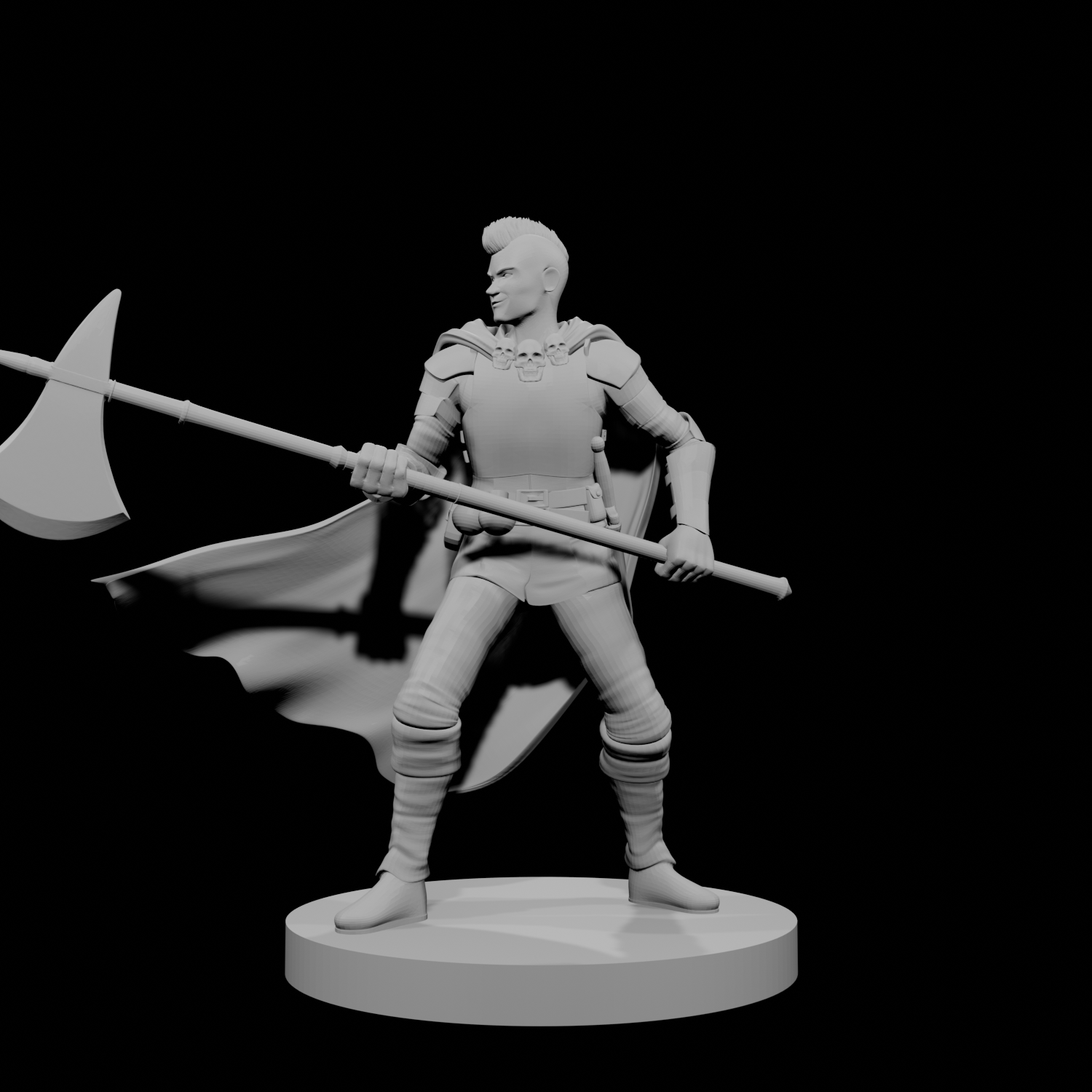 Human Male Hexblade Warlock with Halberd