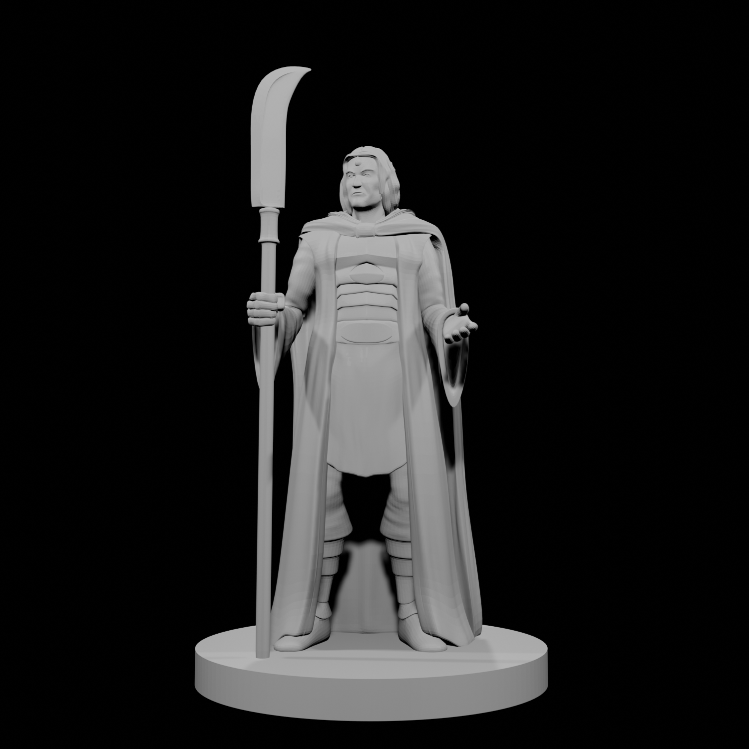 Human Male Magic Cleric with Glaive