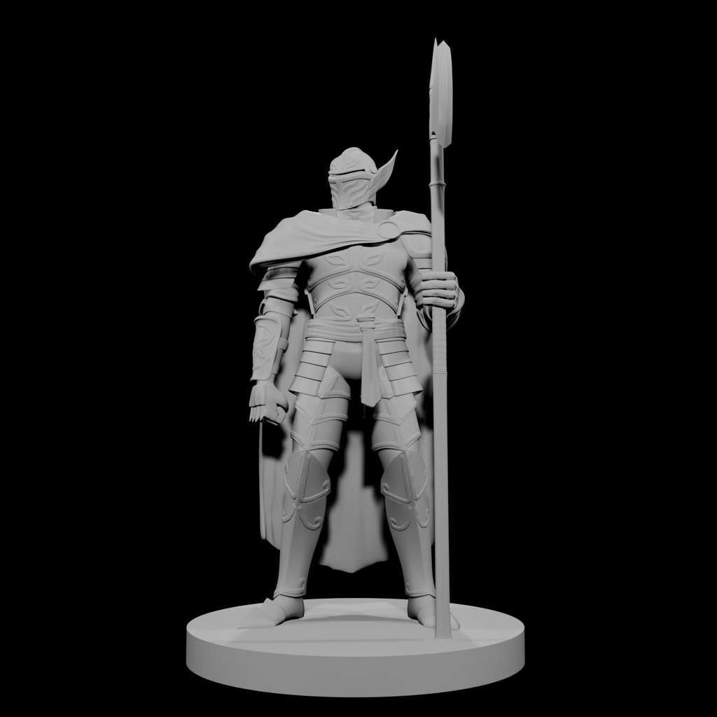 Human Male Paladin Mithral Plate Armor with Halberd