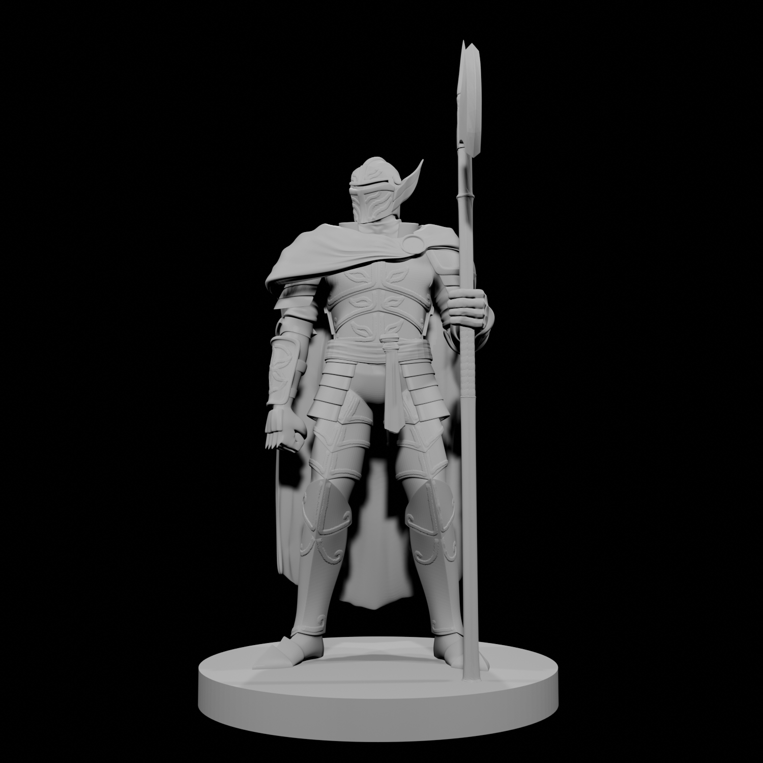Human Male Paladin Mithral Plate Armor with Halberd