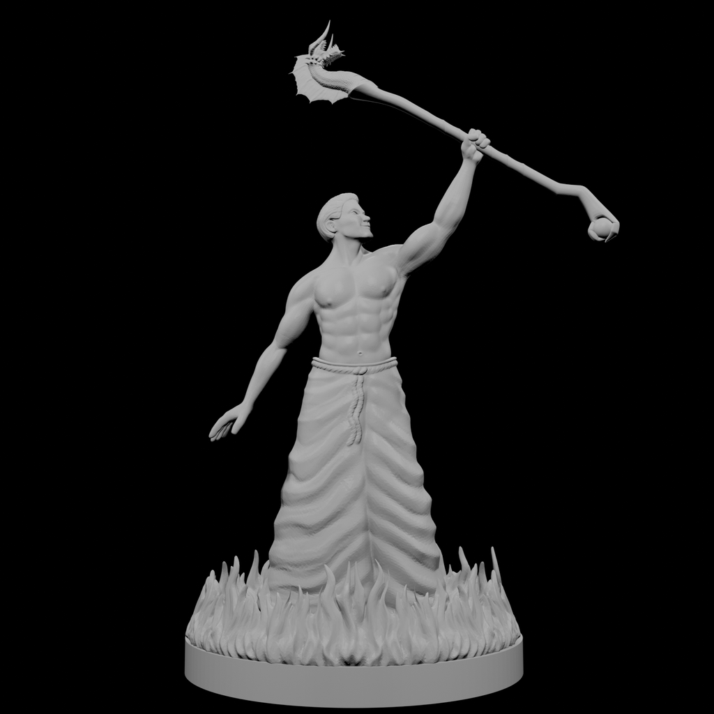 Human Male Wizard with Ring of Fire and Dragon Staff
