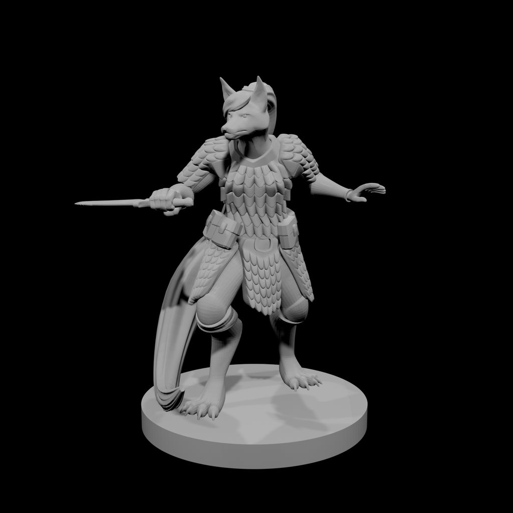 Kitsune Cleric with Scale Armor and Dagger