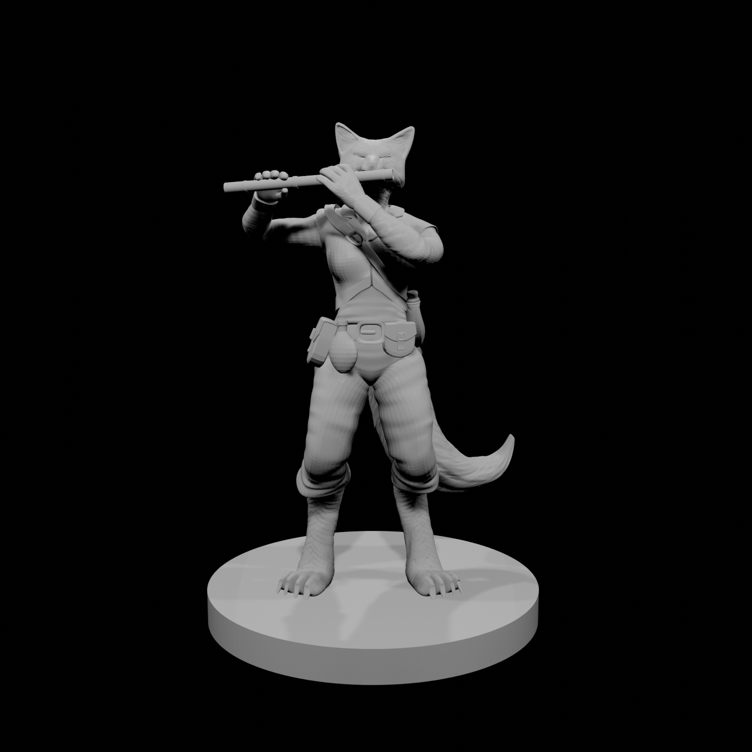 Barde Kitsune femme avec flûte
