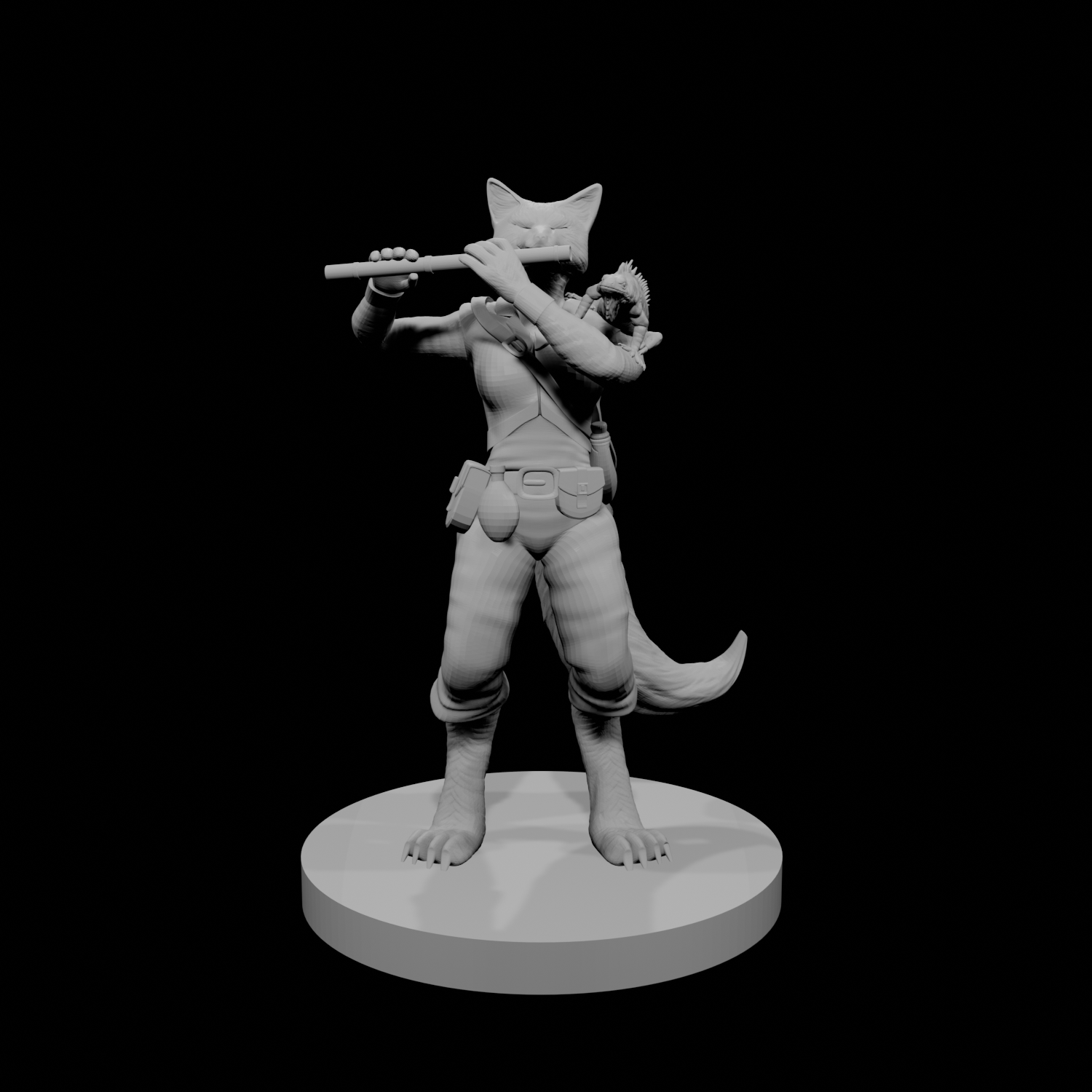 Barde femelle Kitsune avec flûte et lézard