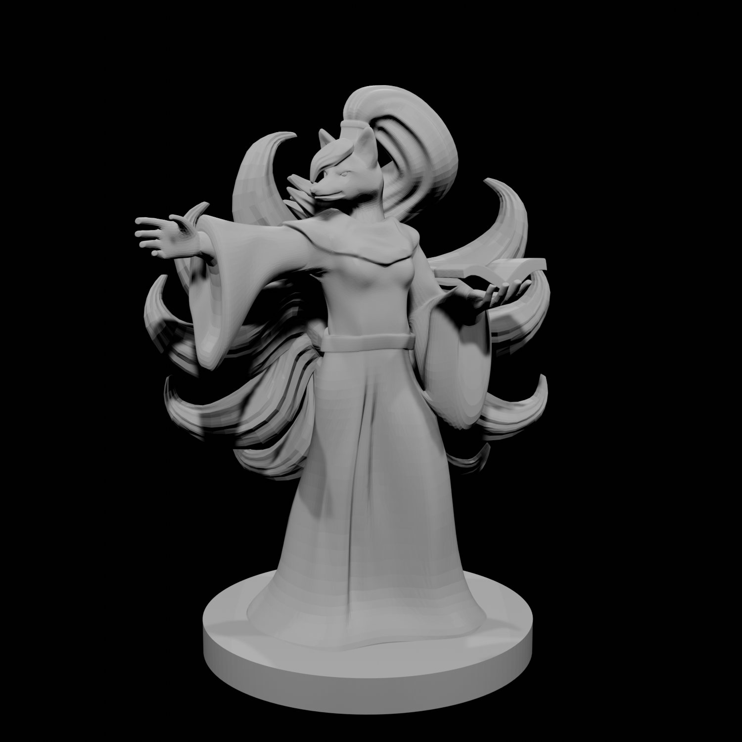 Kitsune magicienne femme à neuf queues