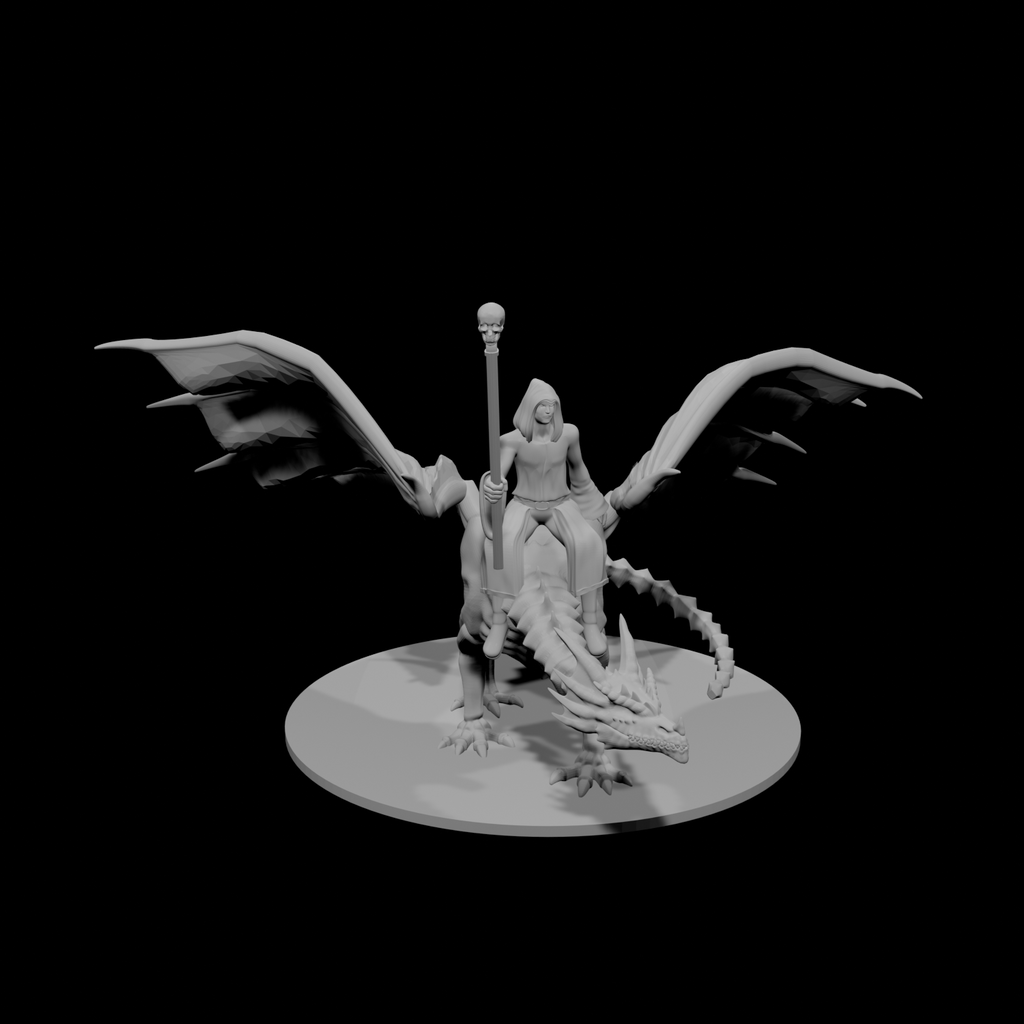 Necromancer Mounted on Undead Dragon