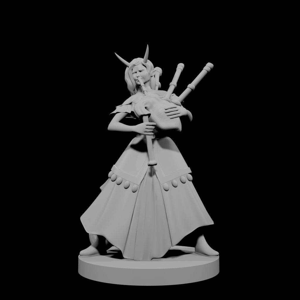 Tiefling Female Bard with Bagpipes