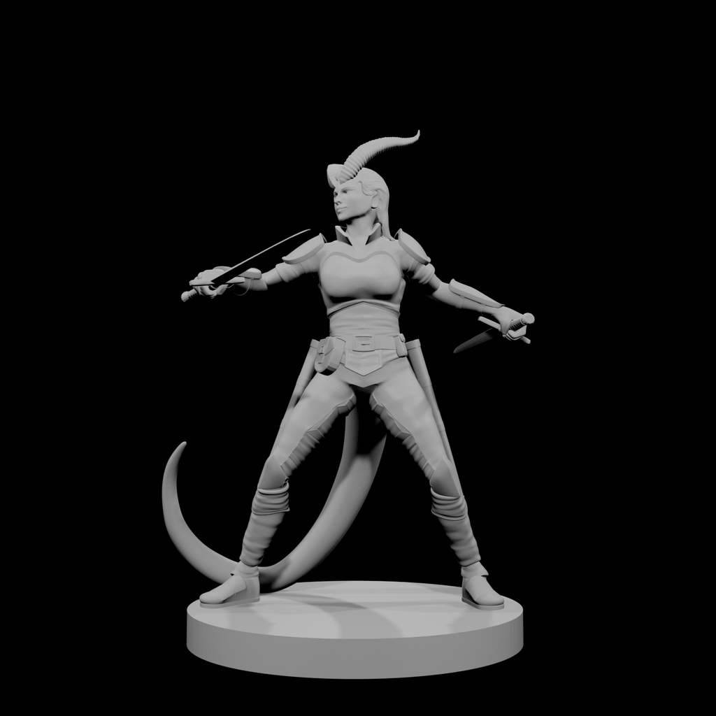 Tiefling Female Ranger Two Swords