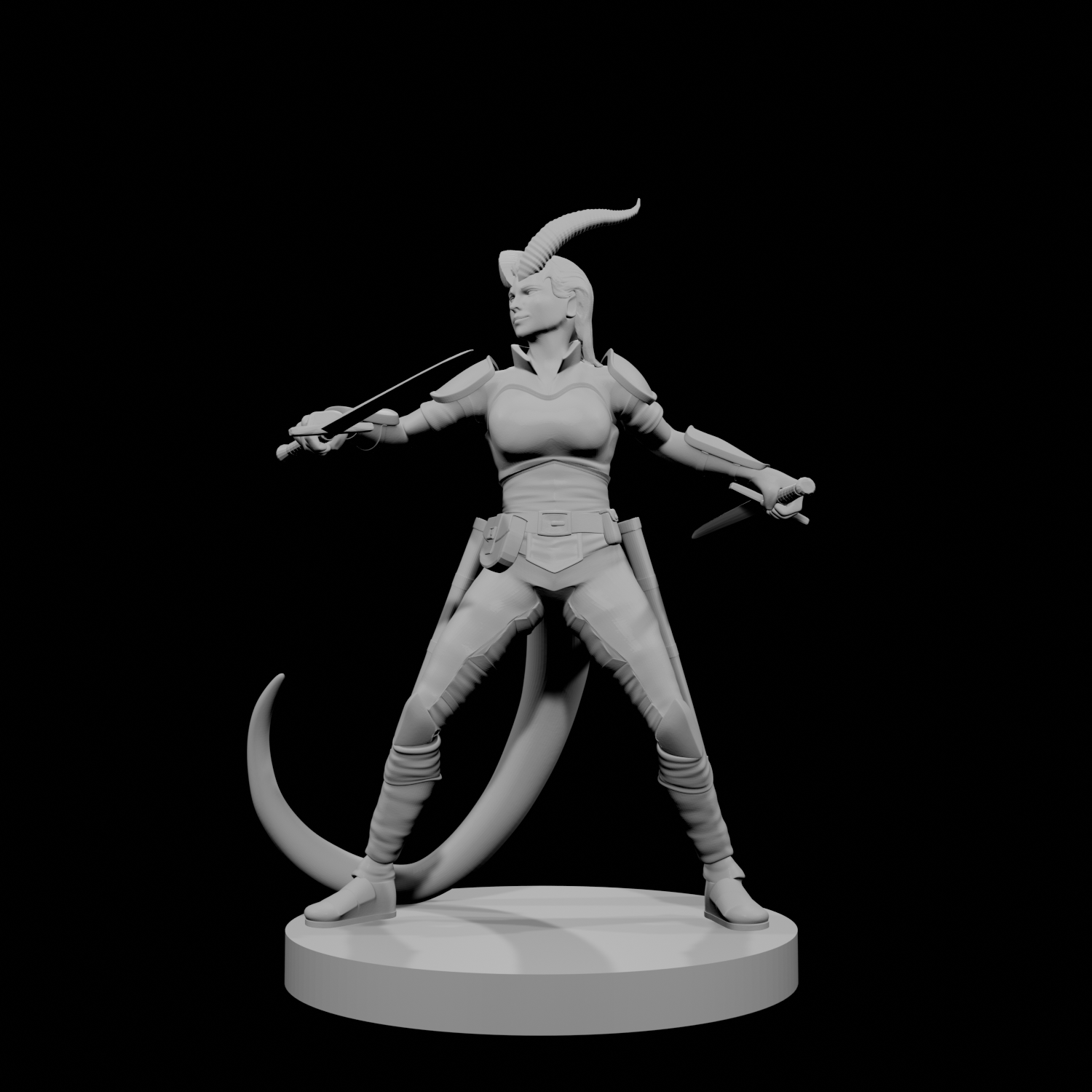 Tiefling Female Ranger Two Swords