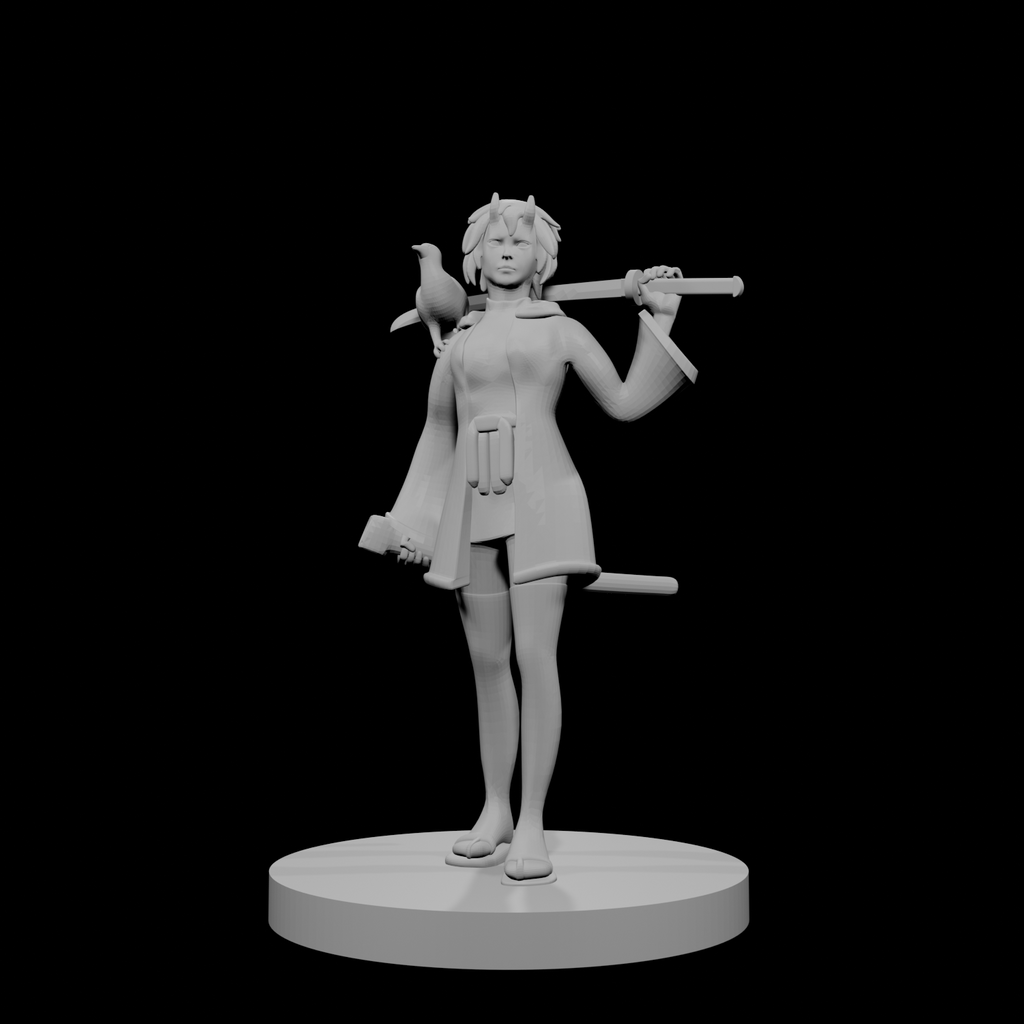 Tiefling Samurai with Raven