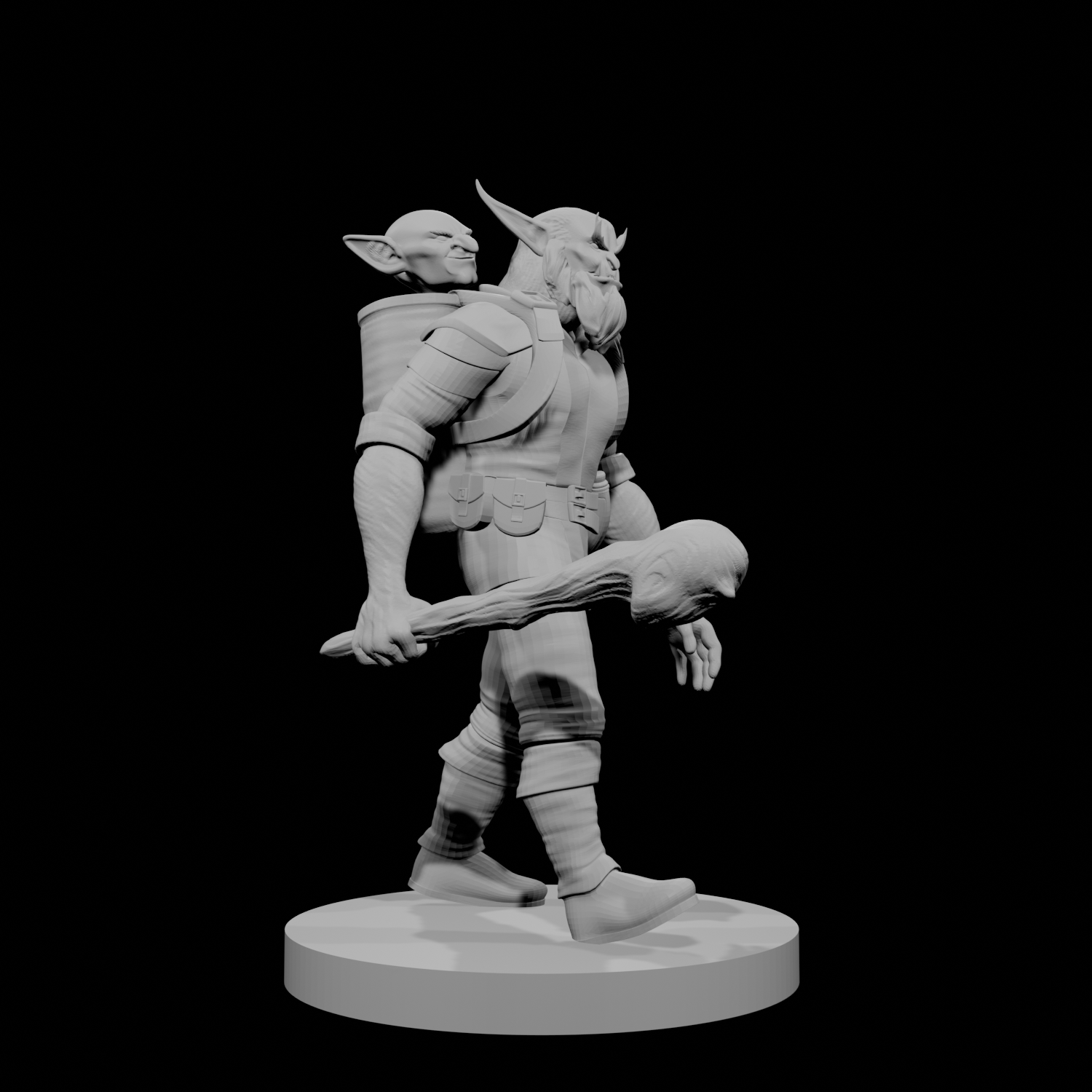 Bugbear Fighter with Goblin Buddy in backpack