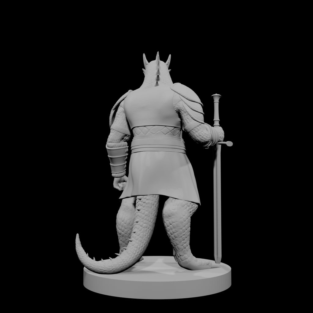 Guerrier draconien avec espadon et kilt