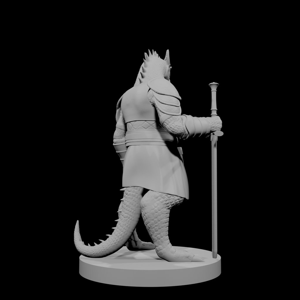 Guerrier draconien avec espadon et kilt