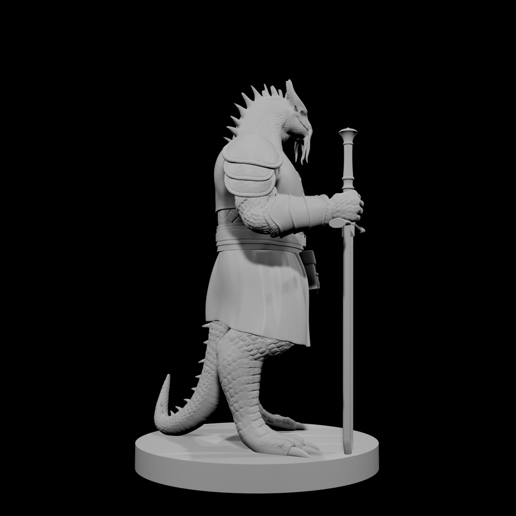 Guerrier draconien avec espadon et kilt