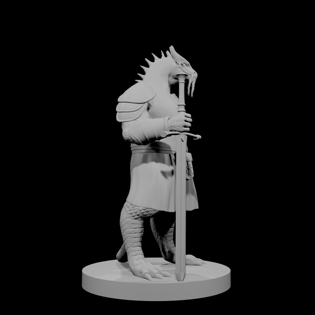 Guerrier draconien avec espadon et kilt