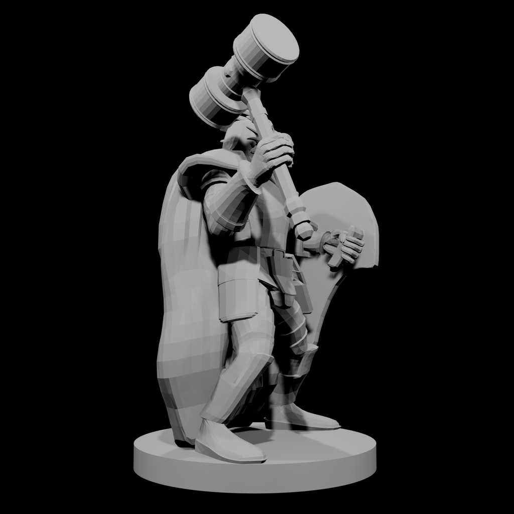 Guerrier draconide avec marteau et bouclier