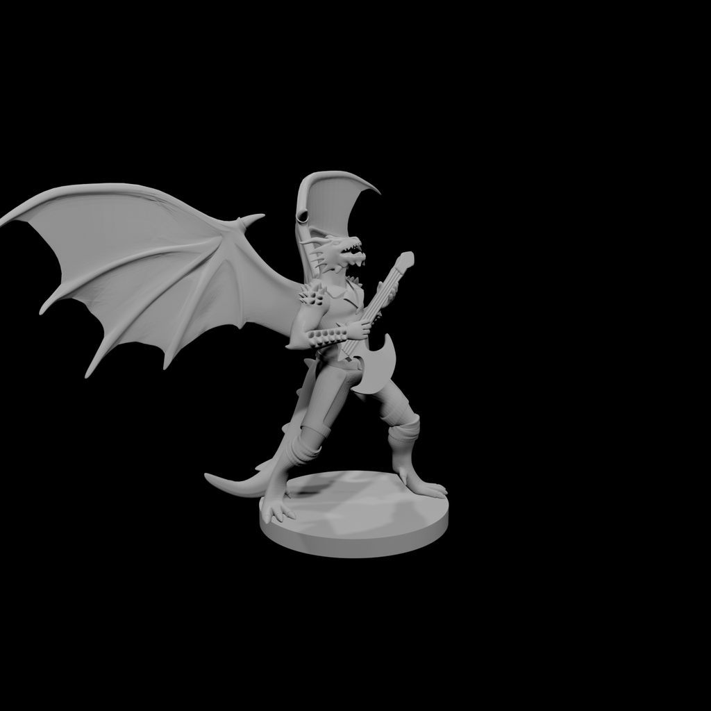 Barde Draconide Mâle avec Hache-Guitare