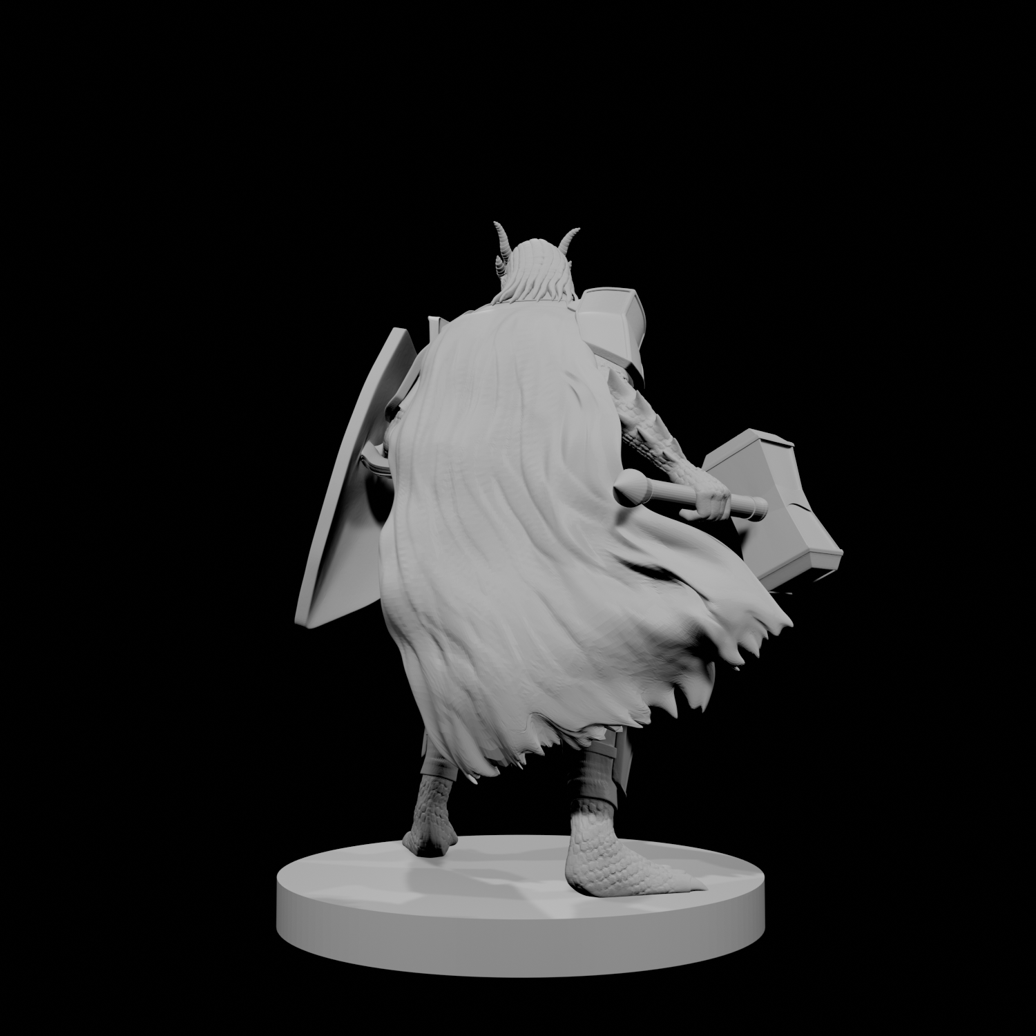 Paladin draconide avec marteau de guerre et bouclier