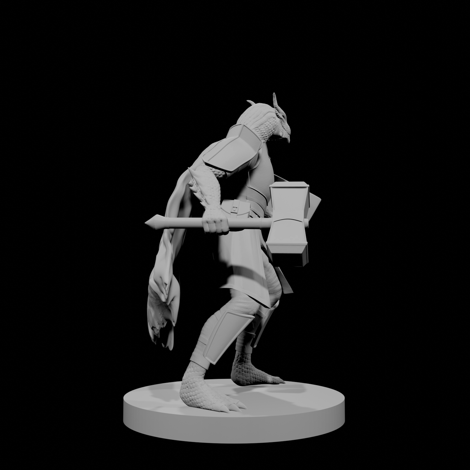 Paladin draconide avec marteau de guerre et bouclier