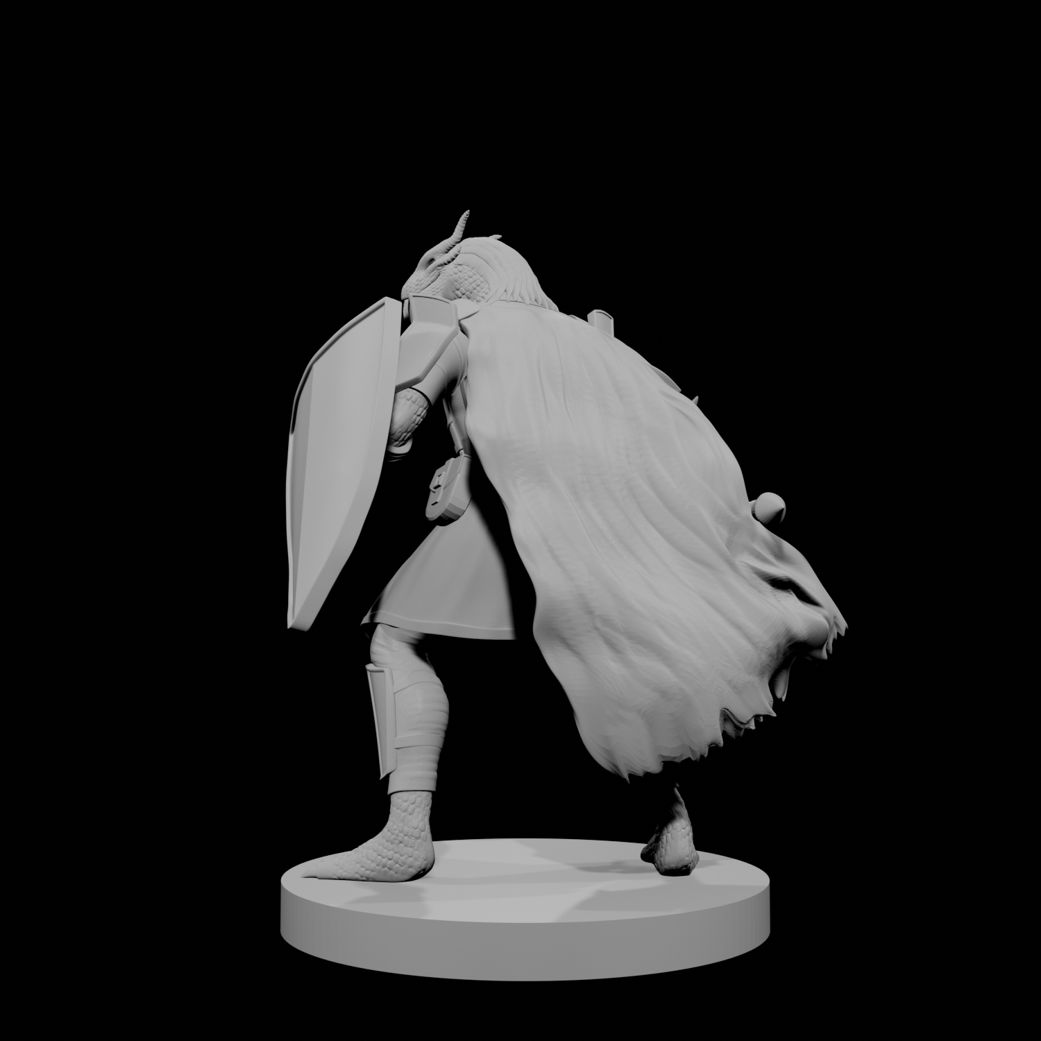 Paladin draconide avec marteau de guerre et bouclier