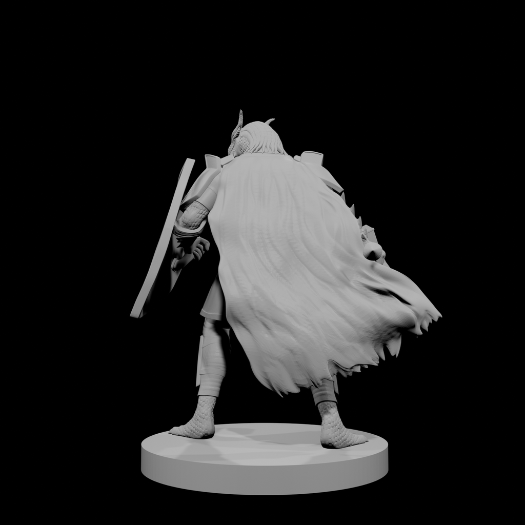 Paladin draconide avec marteau de guerre et bouclier