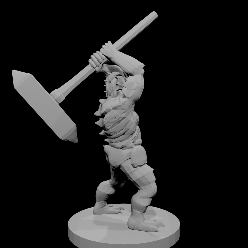 Barbare drakéide avec un maillet