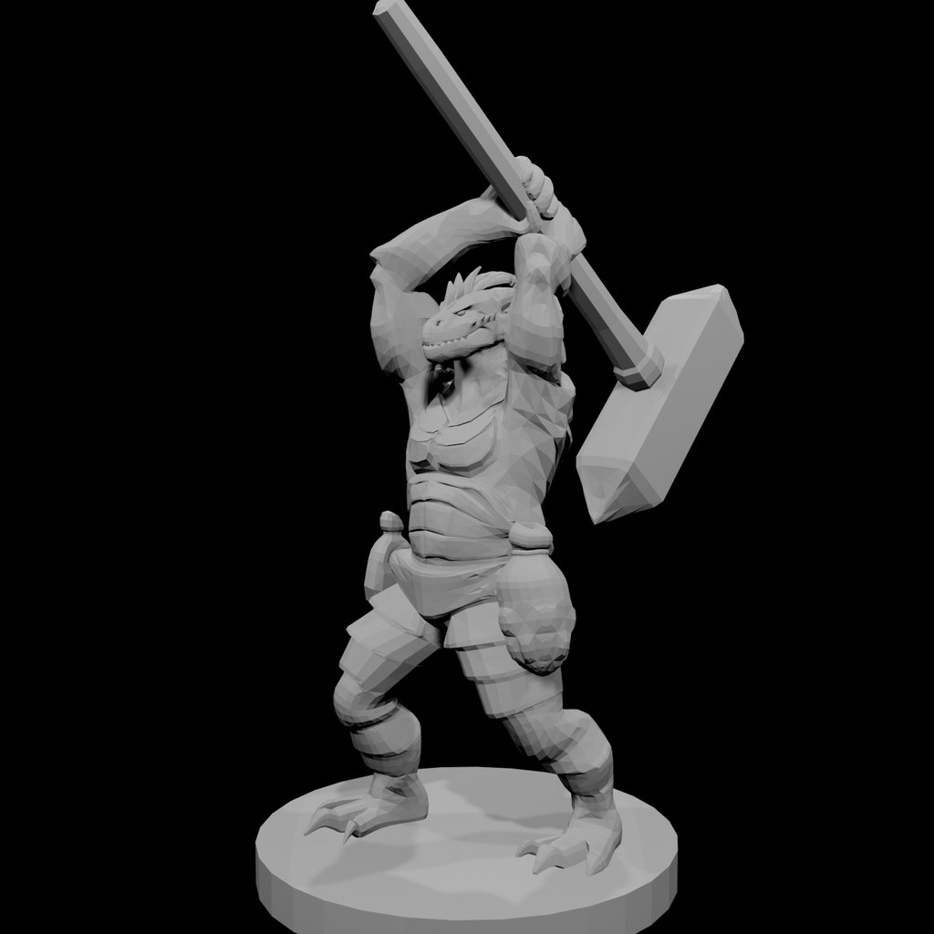 Barbare drakéide avec un maillet