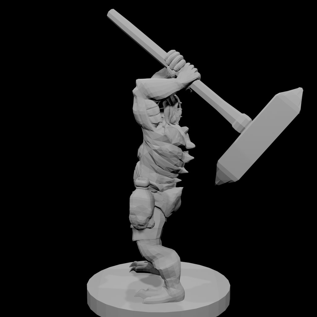 Barbare drakéide avec un maillet