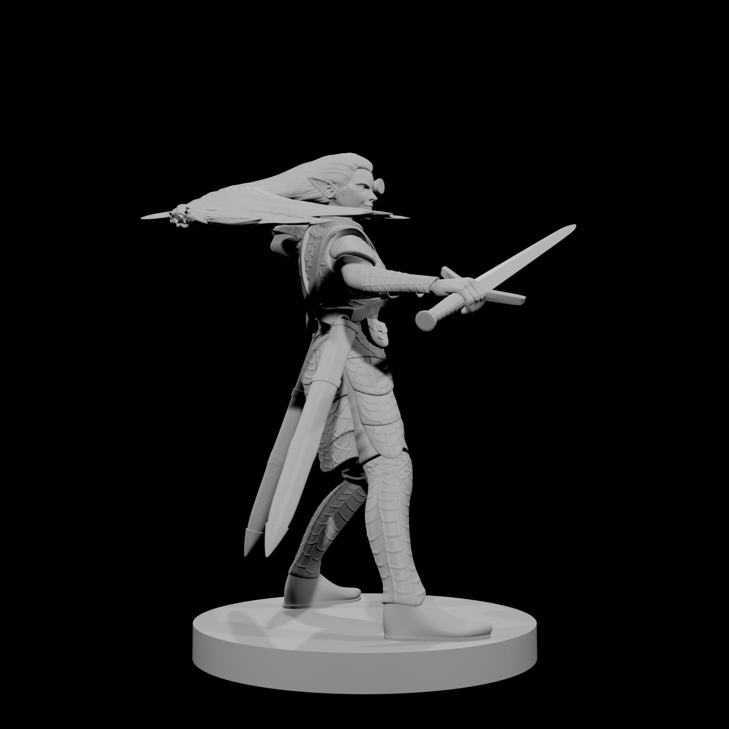 Lamechantresse drow avec épées longues