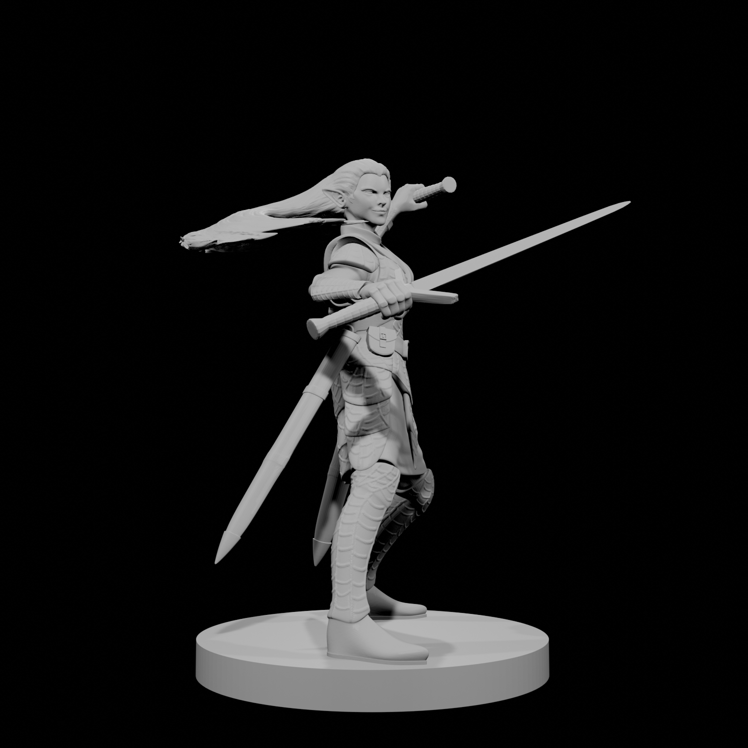 Lamechantresse drow avec épées longues