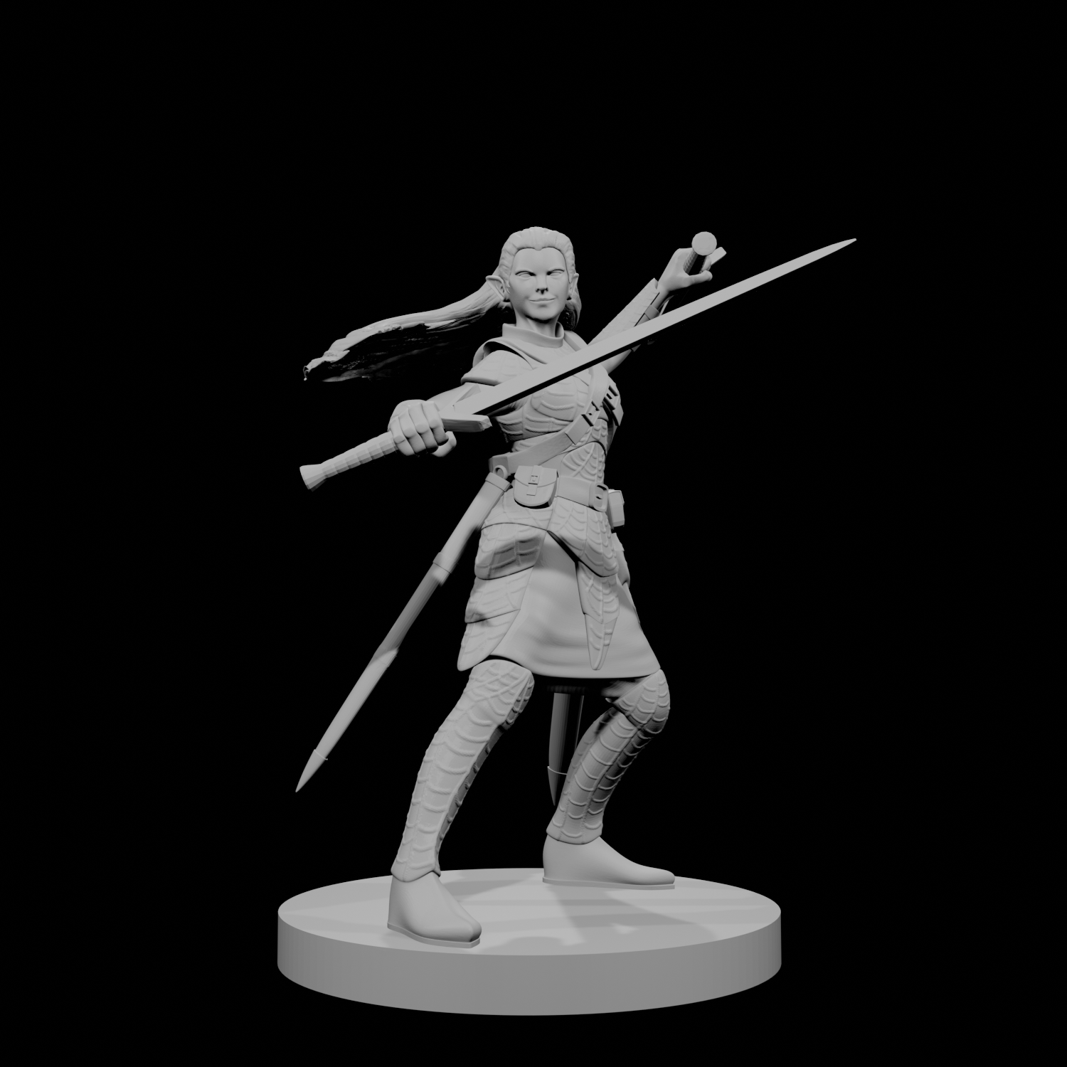 Lamechantresse drow avec épées longues