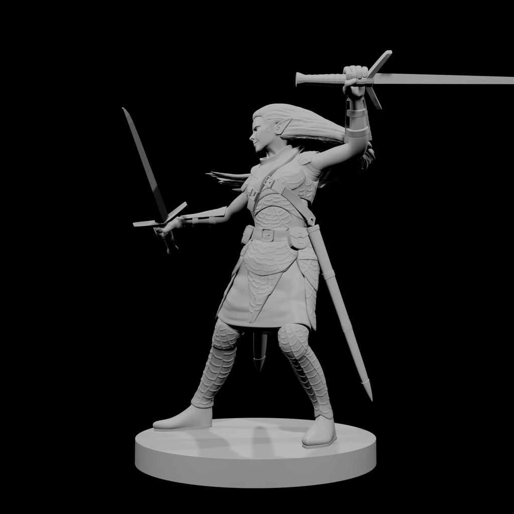 Lamechantresse drow avec épées longues