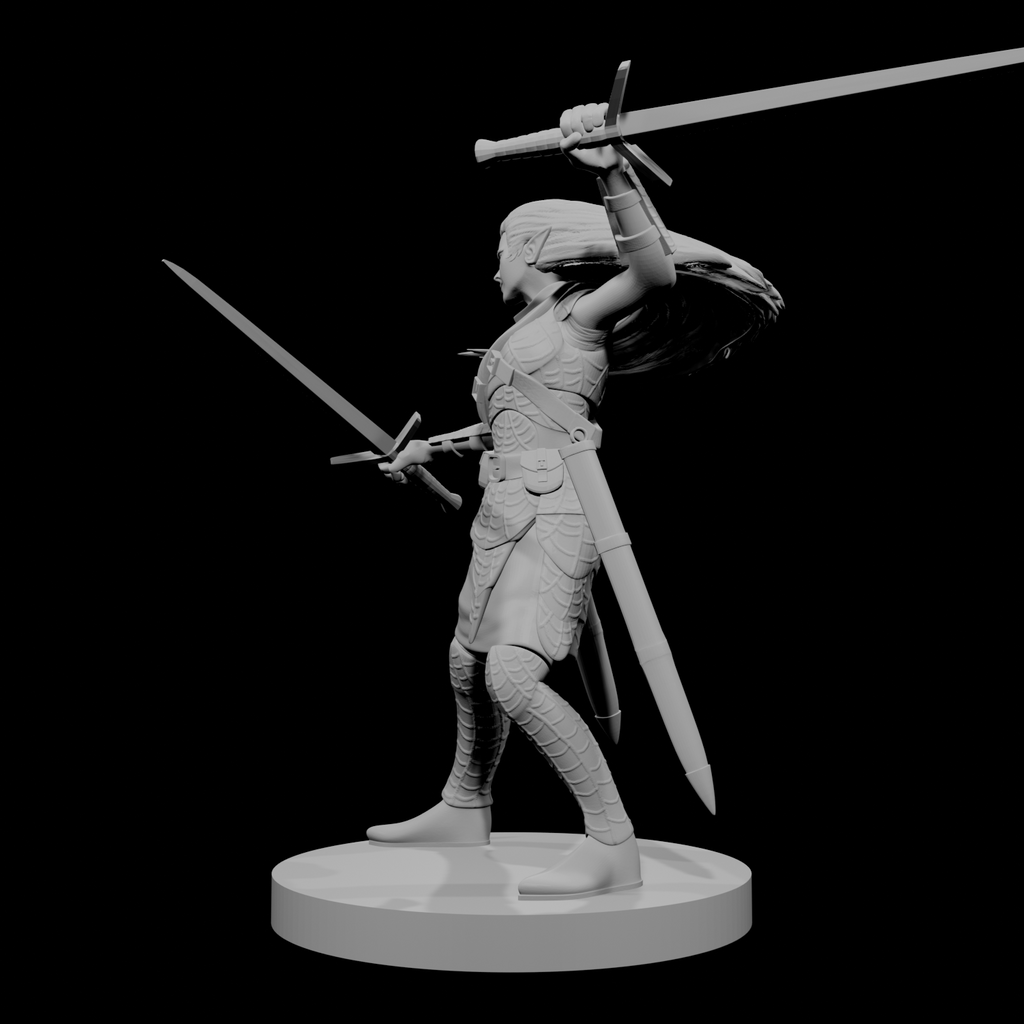 Lamechantresse drow avec épées longues