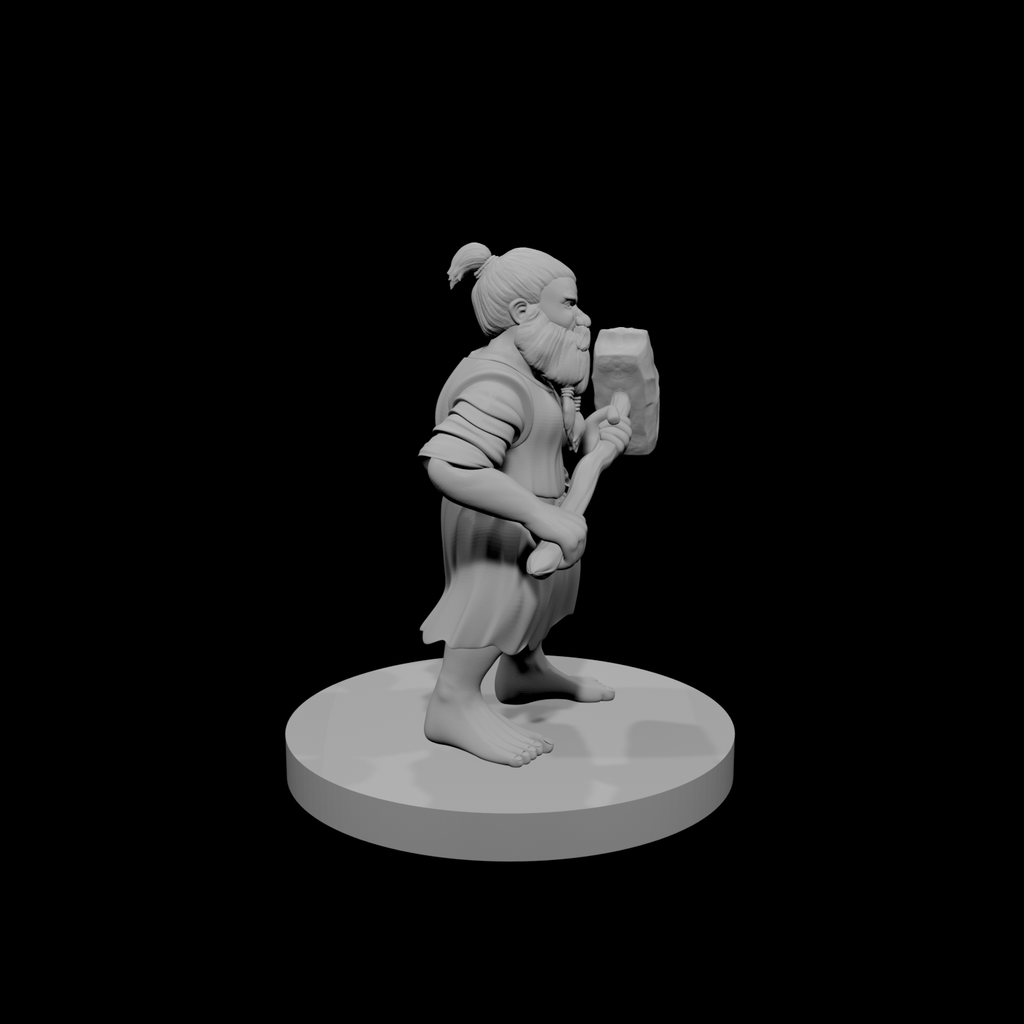 Druide Nain Mâle avec Marteau de Guerre