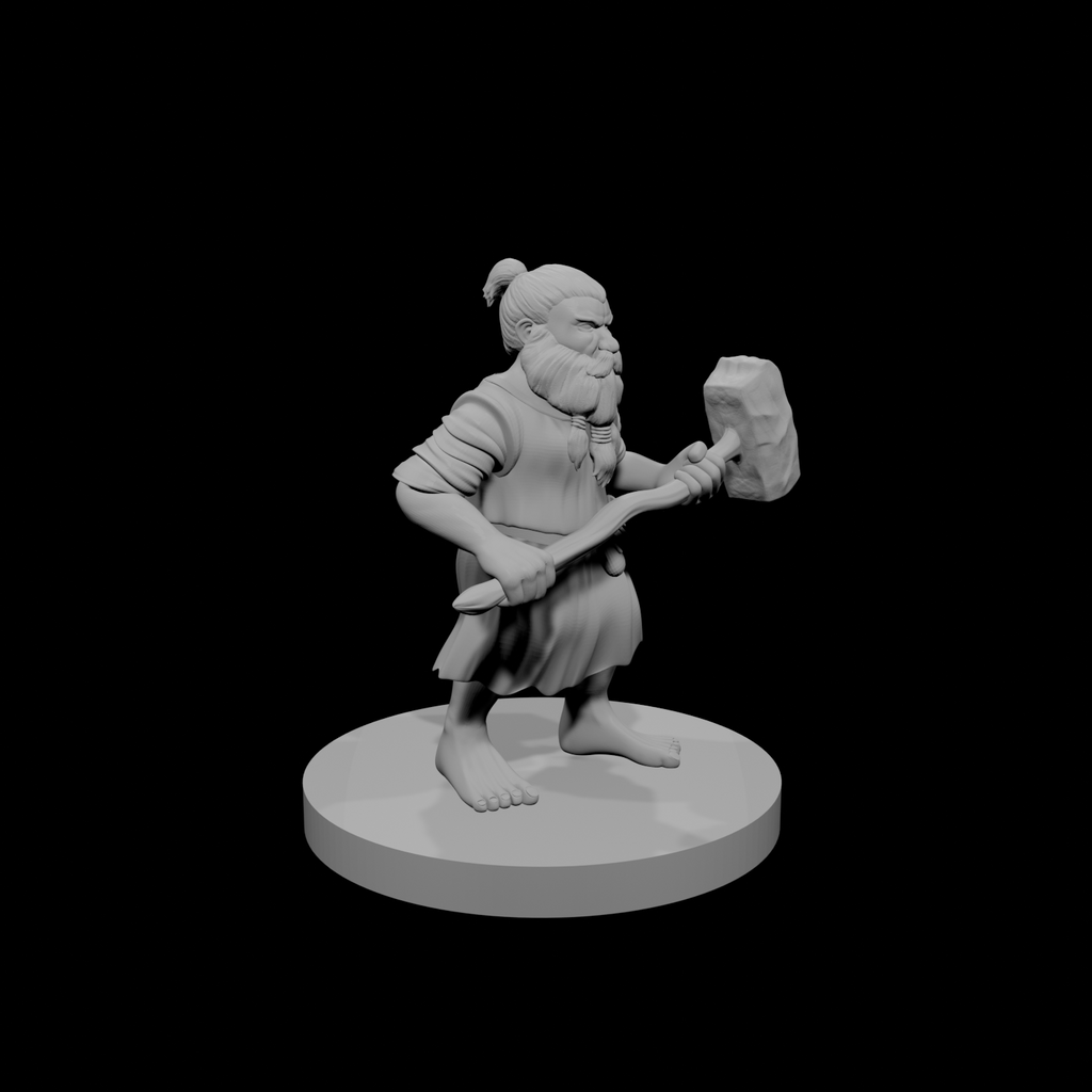 Druide Nain Mâle avec Marteau de Guerre